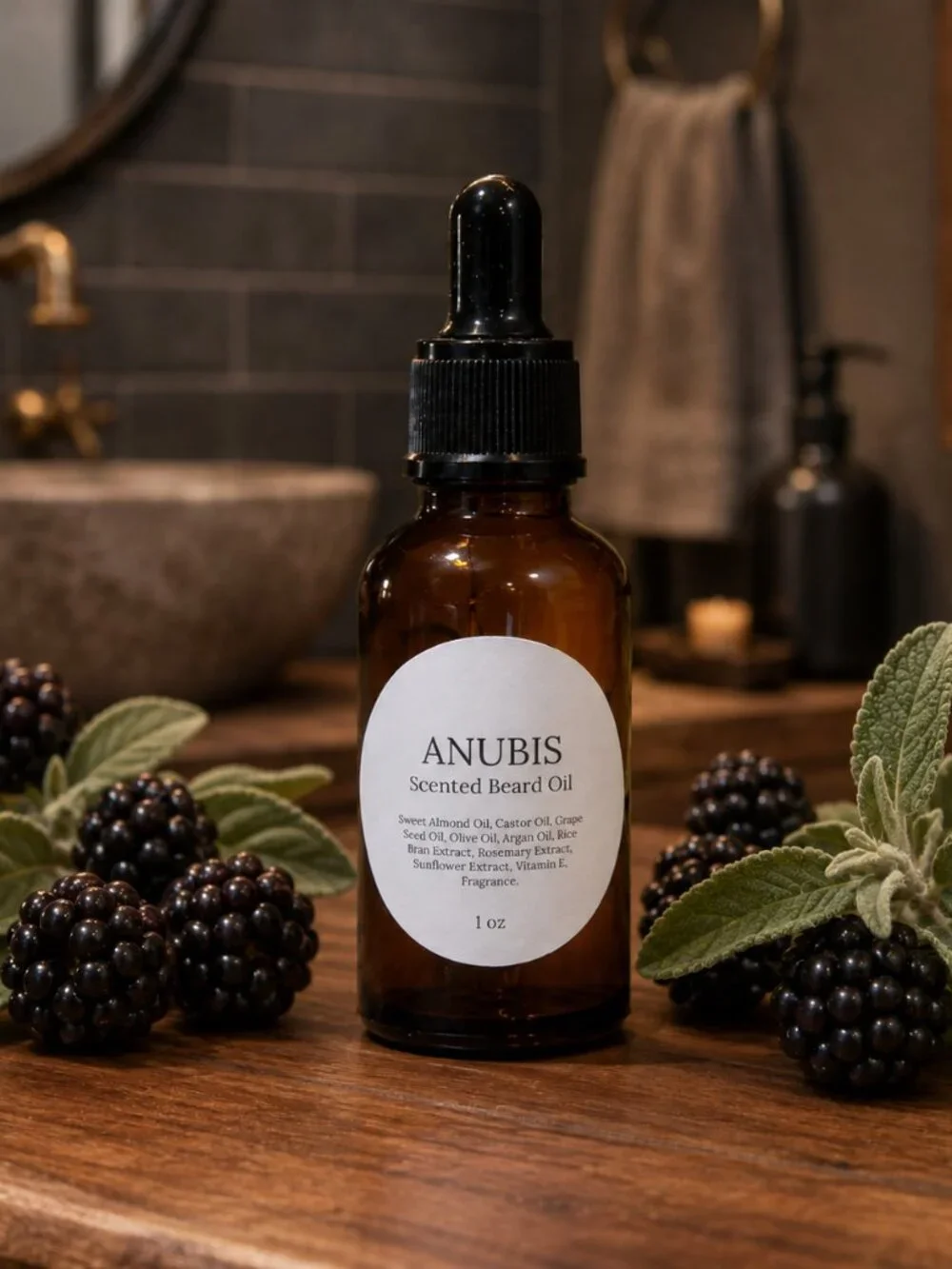 ANUBIS Blackberry & Sage Men's Scented Beard Oil.